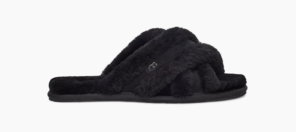 Ugg Slipper Womens - Ugg Scuffita Black - 396QWTEOY